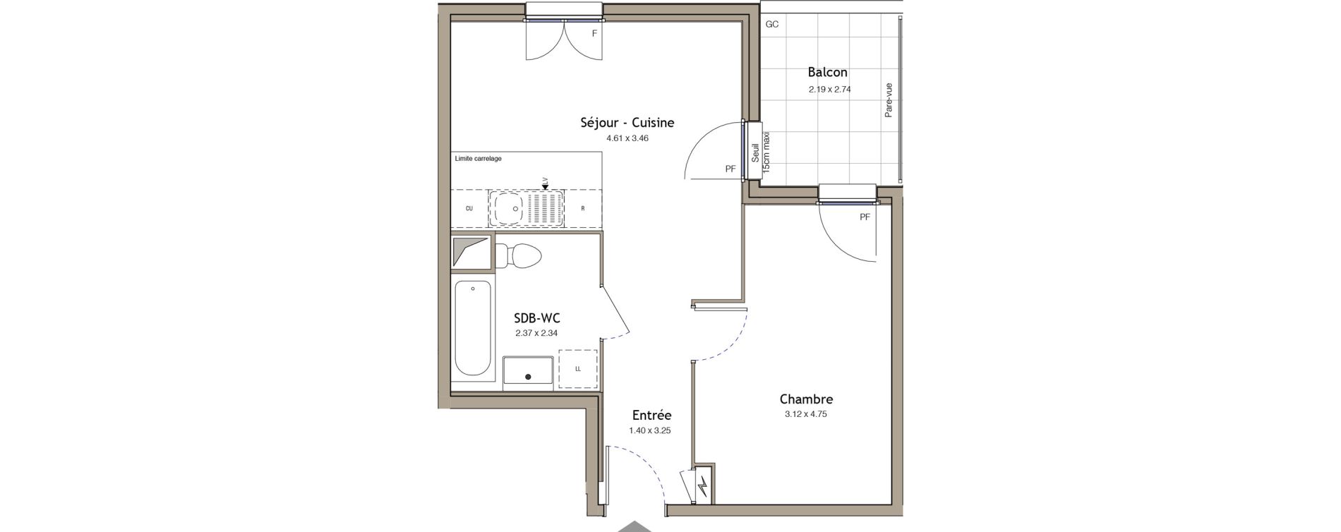Appartement T2 de 41,03 m2 &agrave; Bezons Bezons centre