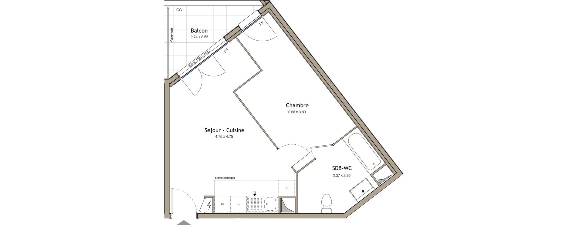 Appartement T2 de 40,91 m2 &agrave; Bezons Bezons centre