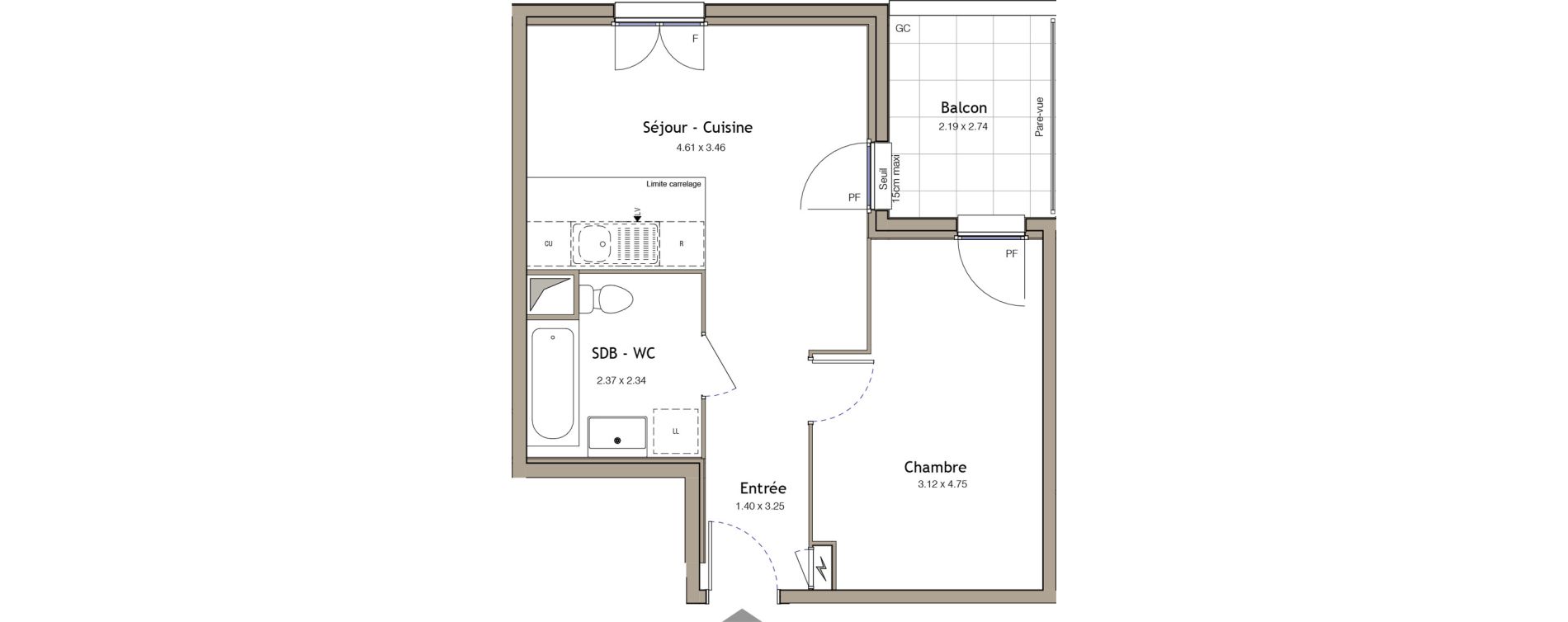 Appartement T2 de 41,03 m2 &agrave; Bezons Bezons centre