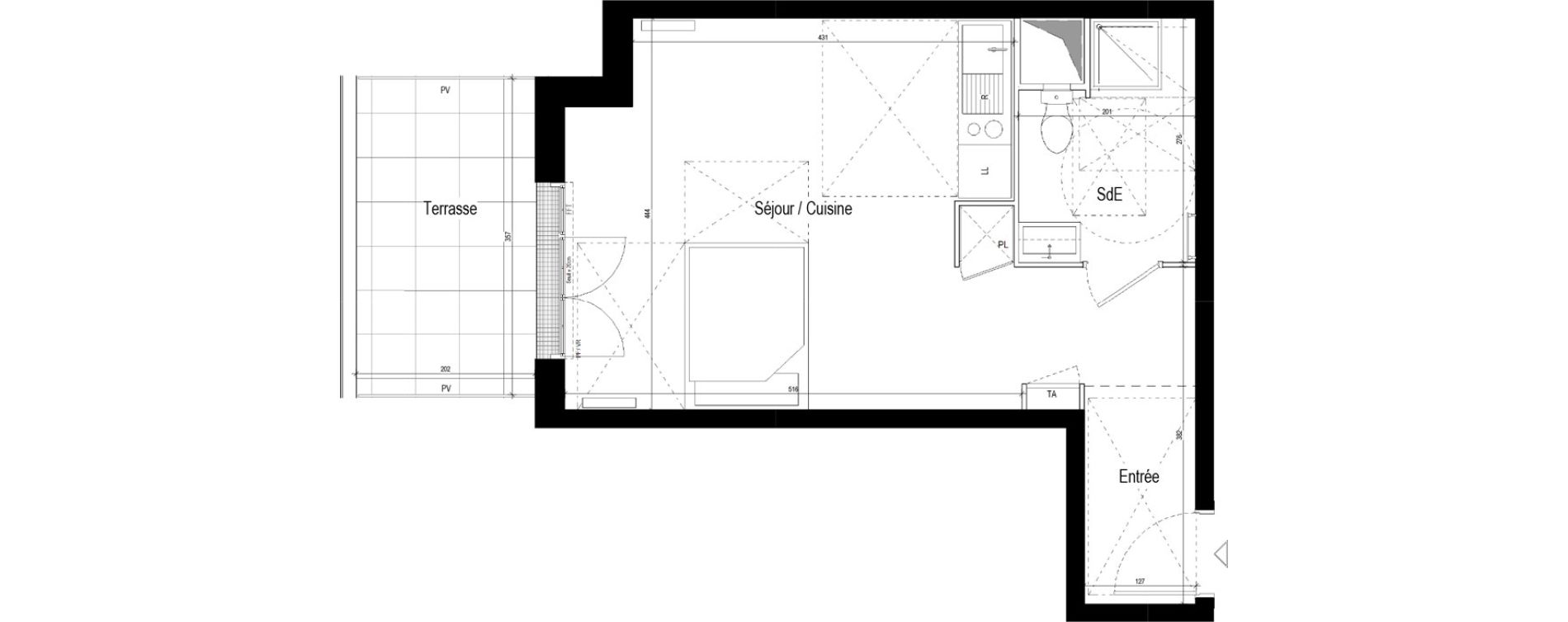 Appartement T1 de 32,48 m2 &agrave; Bezons Val-chenes