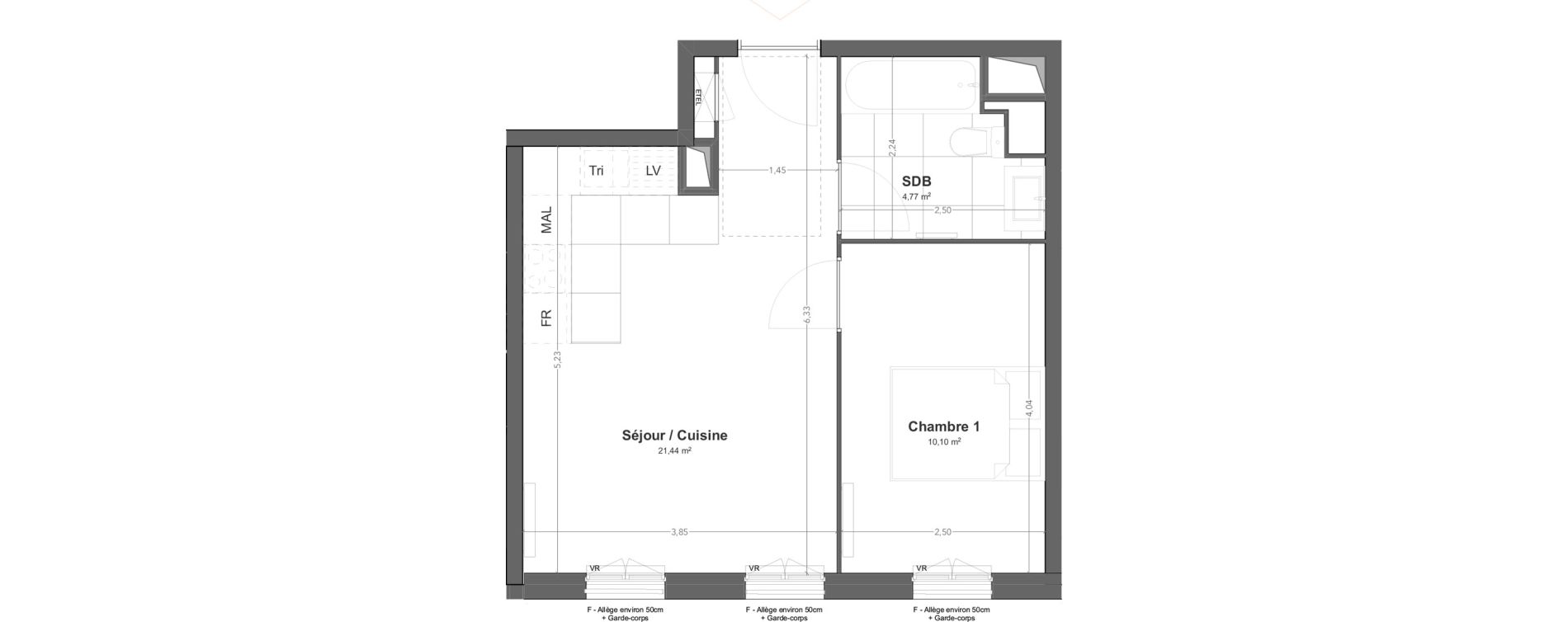 Appartement T2 de 36,31 m2 &agrave; Bezons Jacques pr&eacute;vert