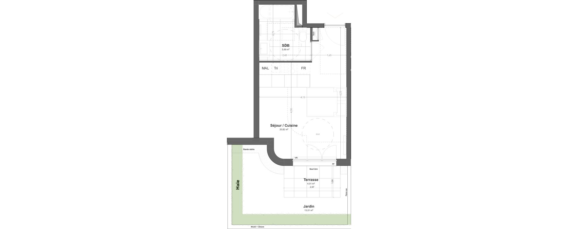 Appartement T1 de 26,51 m2 &agrave; Bezons Jacques pr&eacute;vert