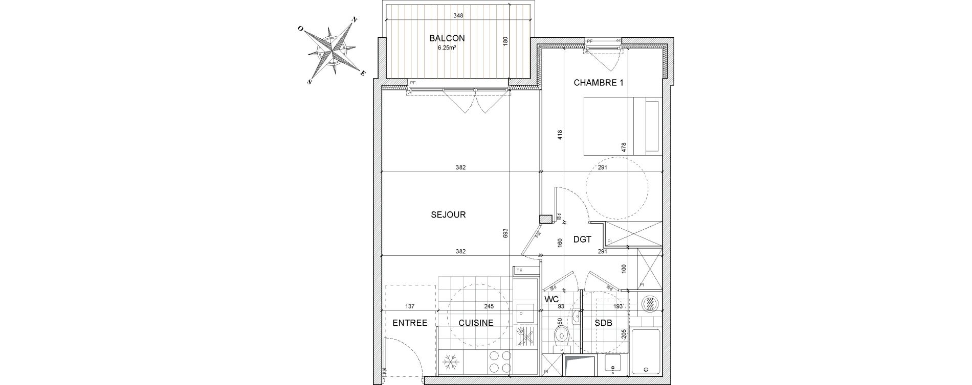 Appartement T2 de 48,35 m2 &agrave; Bezons Centre