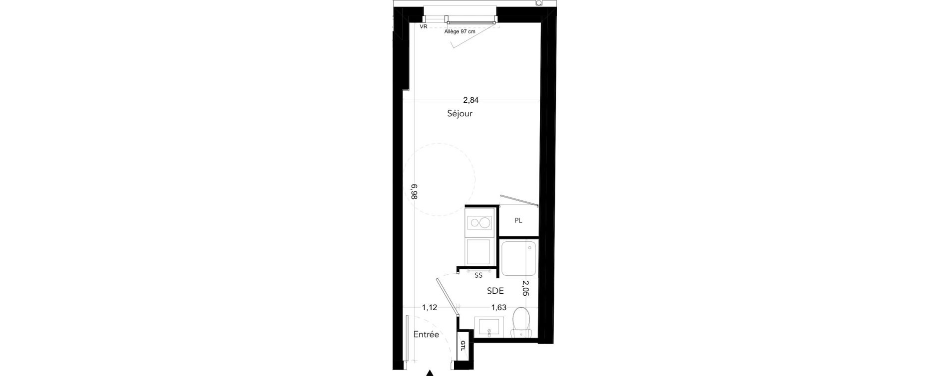 Appartement T1 meubl&eacute; de 18,43 m2 &agrave; Bezons Bords de seine