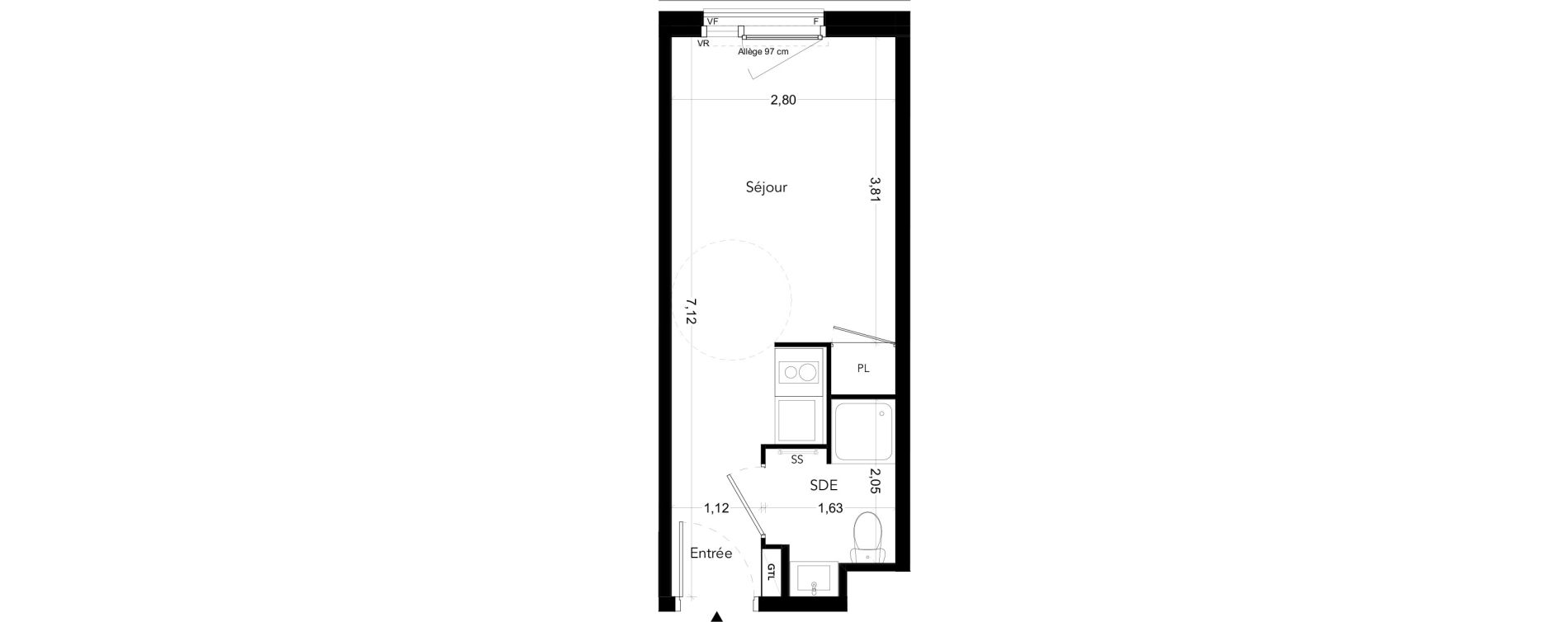Appartement T1 meubl&eacute; de 18,78 m2 &agrave; Bezons Bords de seine