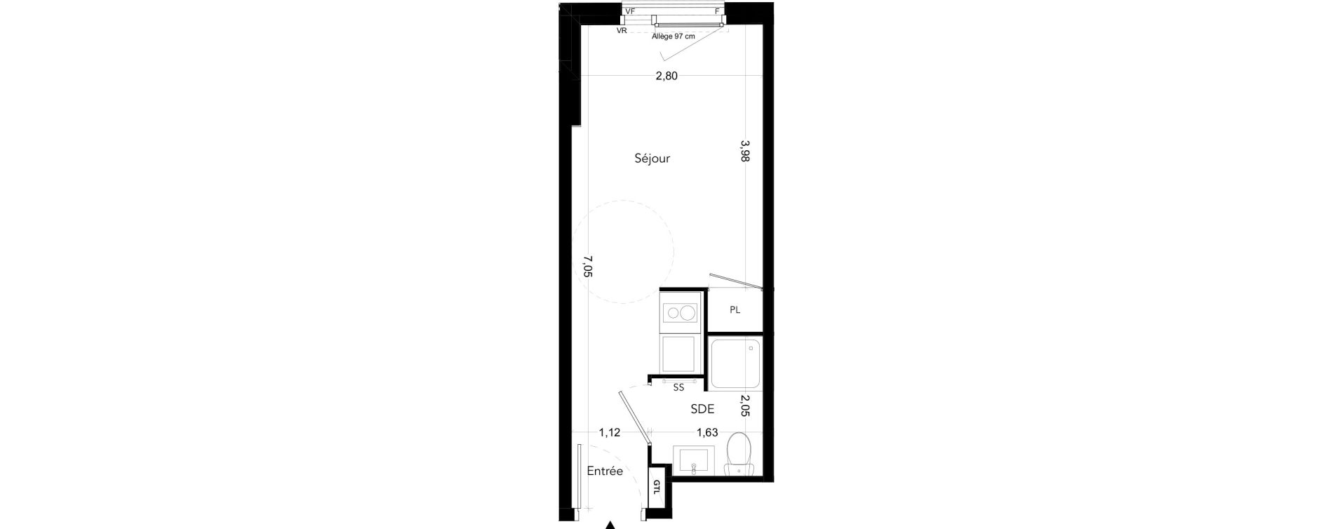Appartement T1 meubl&eacute; de 18,44 m2 &agrave; Bezons Bords de seine
