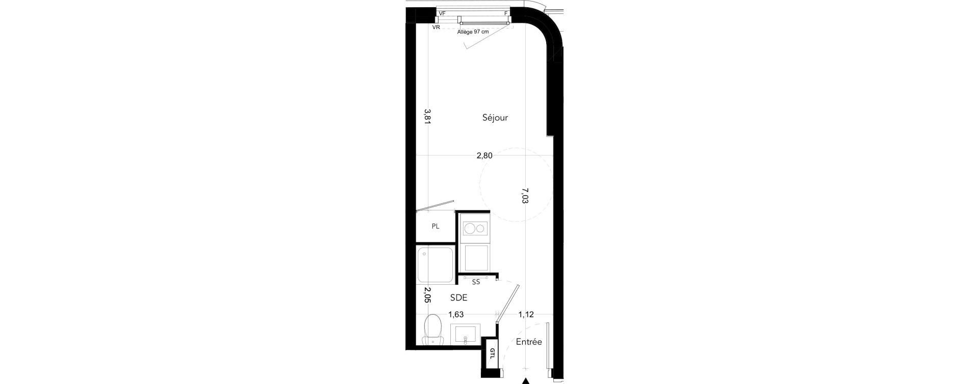 Appartement T1 meubl&eacute; de 18,21 m2 &agrave; Bezons Bords de seine