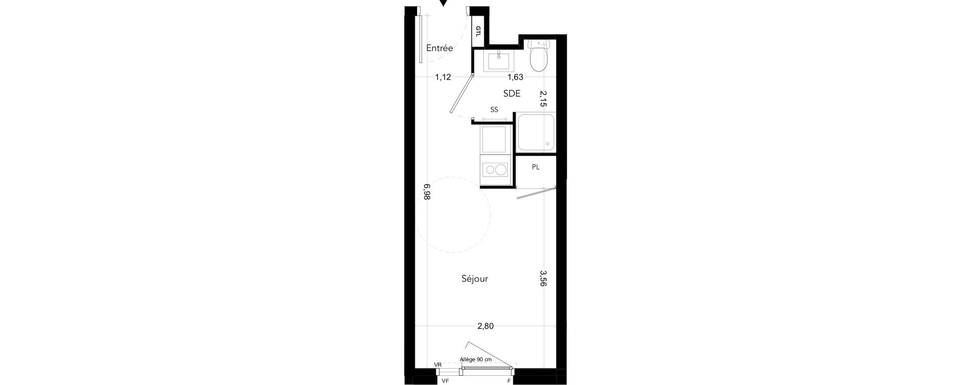 Appartement T1 meubl&eacute; de 18,30 m2 &agrave; Bezons Bords de seine