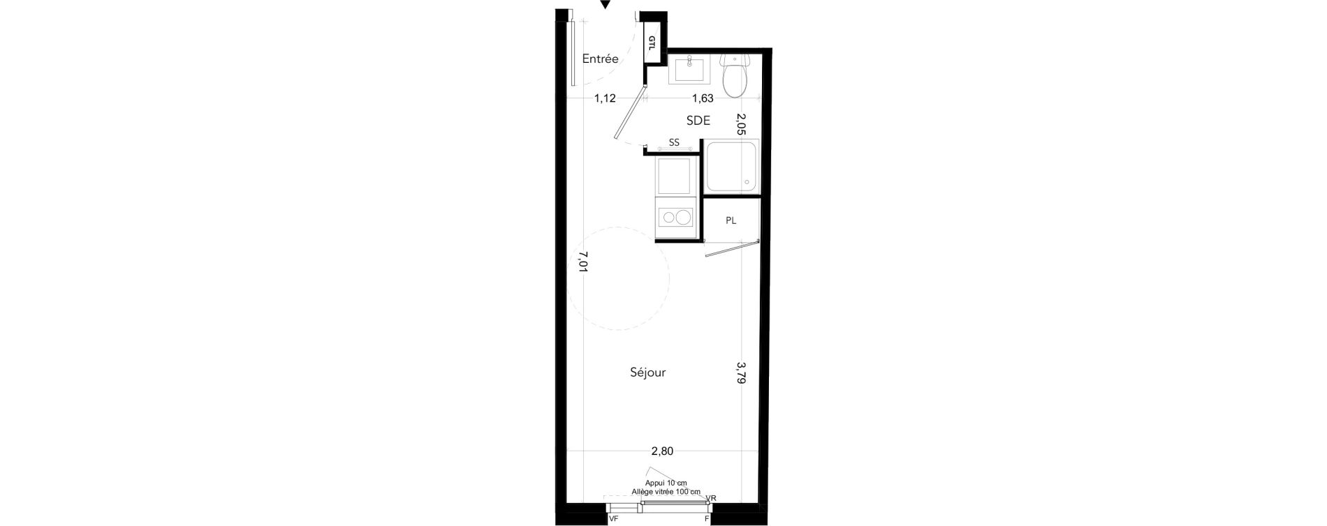 Appartement T1 meubl&eacute; de 18,65 m2 &agrave; Bezons Bords de seine