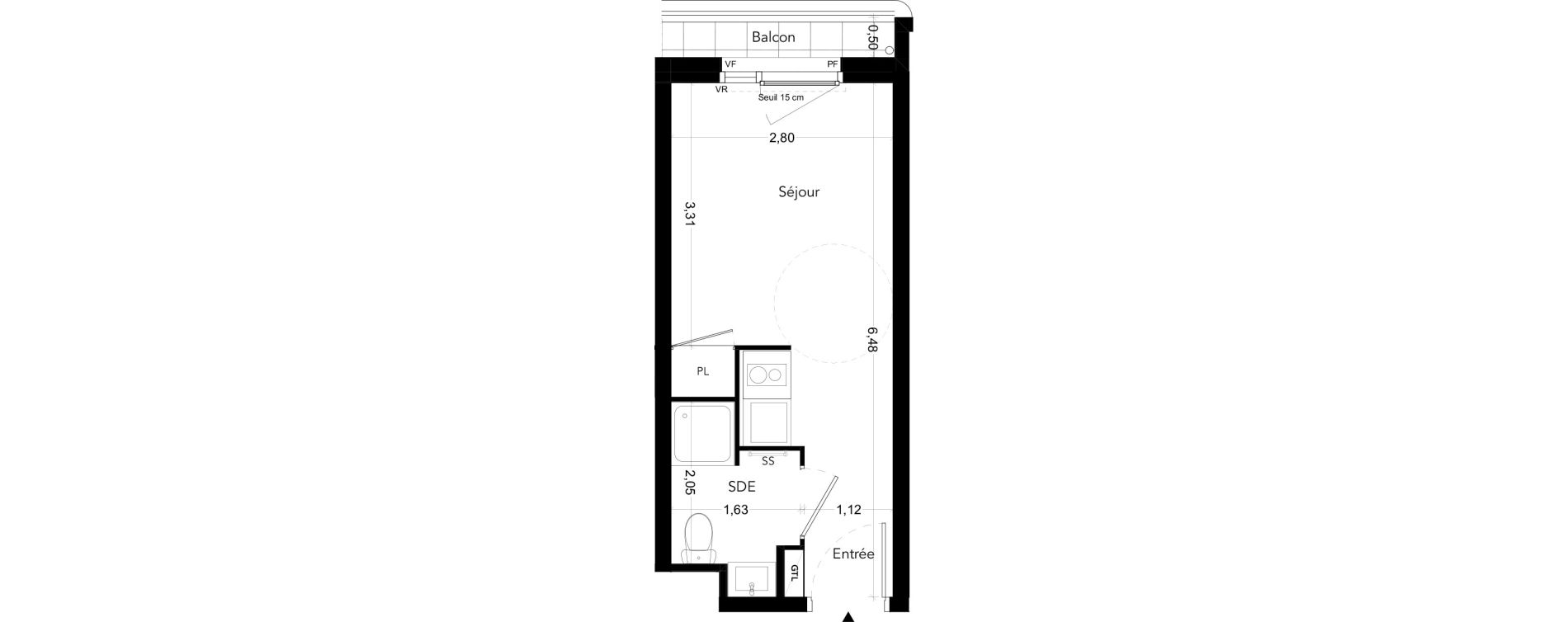 Appartement T1 meubl&eacute; de 17,38 m2 &agrave; Bezons Bords de seine