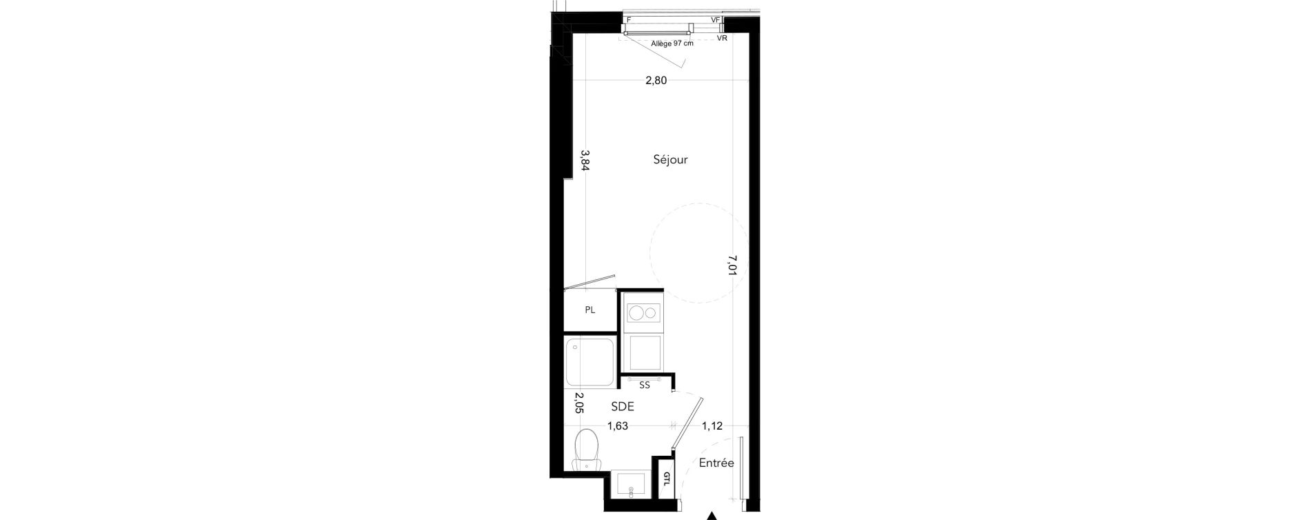 Appartement T1 meubl&eacute; de 18,55 m2 &agrave; Bezons Bords de seine