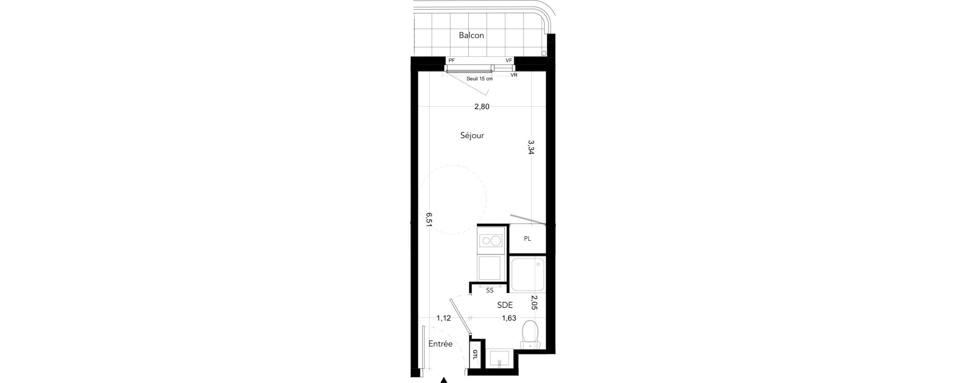 Appartement T1 meubl&eacute; de 17,46 m2 &agrave; Bezons Bords de seine