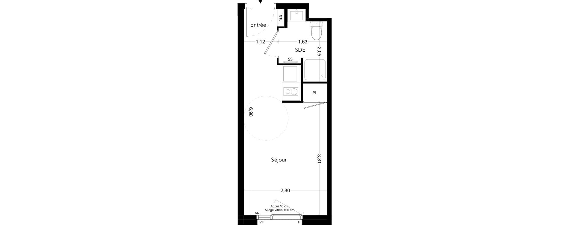 Appartement T1 meubl&eacute; de 18,78 m2 &agrave; Bezons Bords de seine