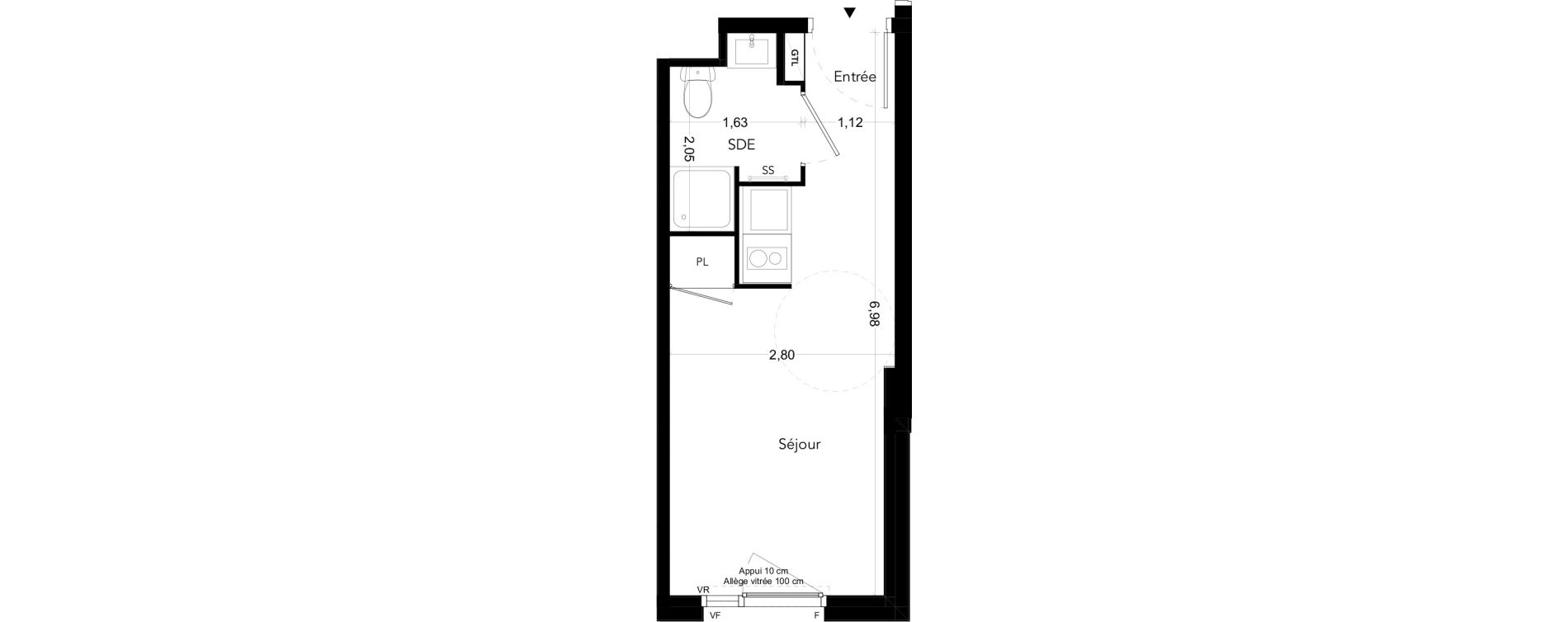 Appartement T1 meubl&eacute; de 18,38 m2 &agrave; Bezons Bords de seine