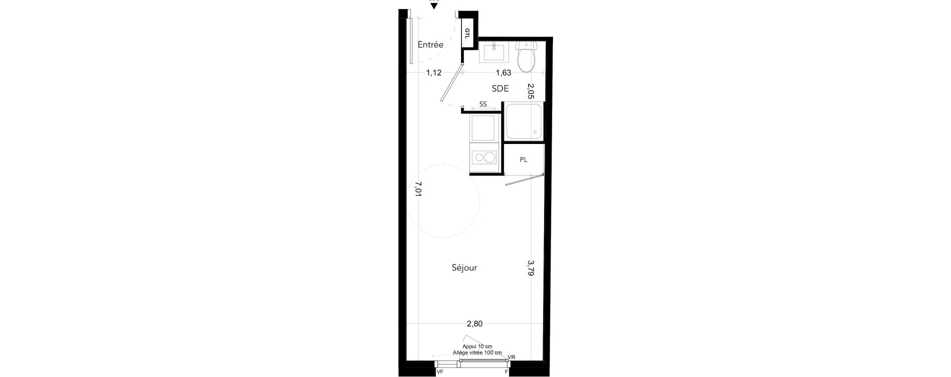Appartement T1 meubl&eacute; de 18,65 m2 &agrave; Bezons Bords de seine