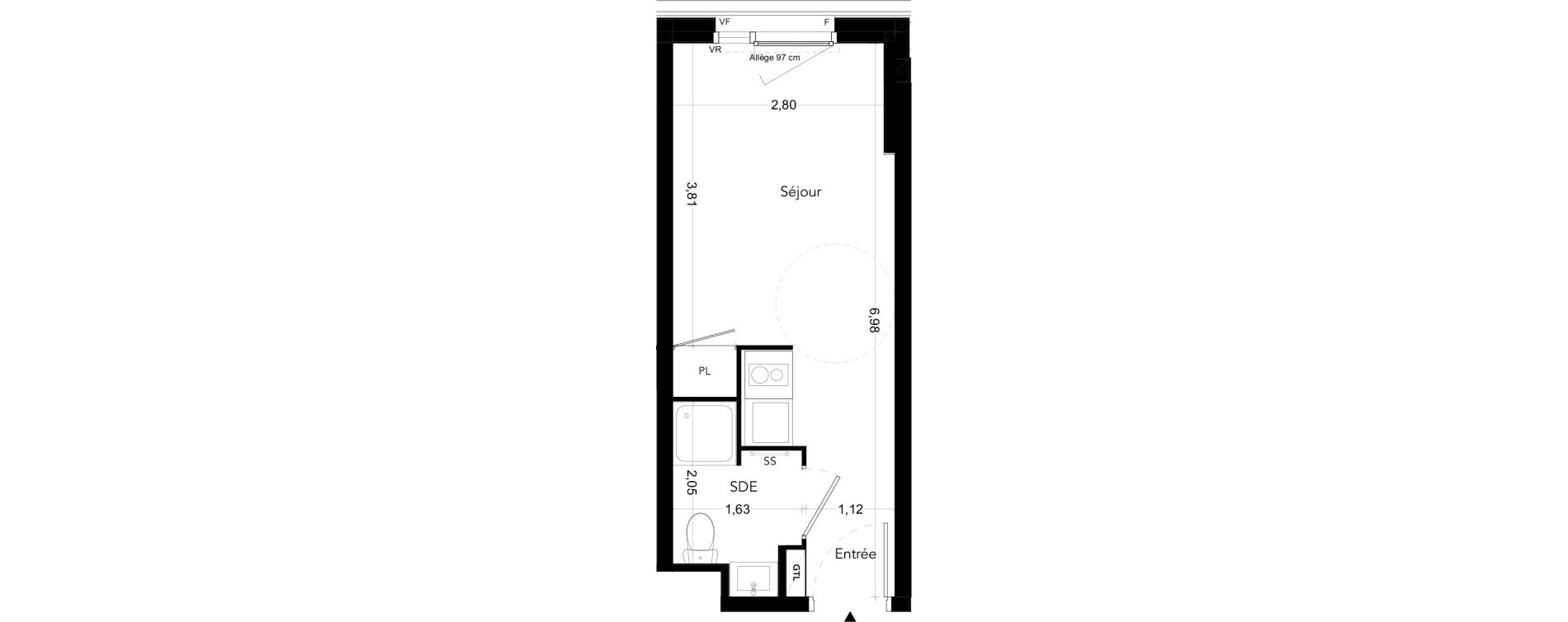 Appartement T1 meubl&eacute; de 18,59 m2 &agrave; Bezons Bords de seine