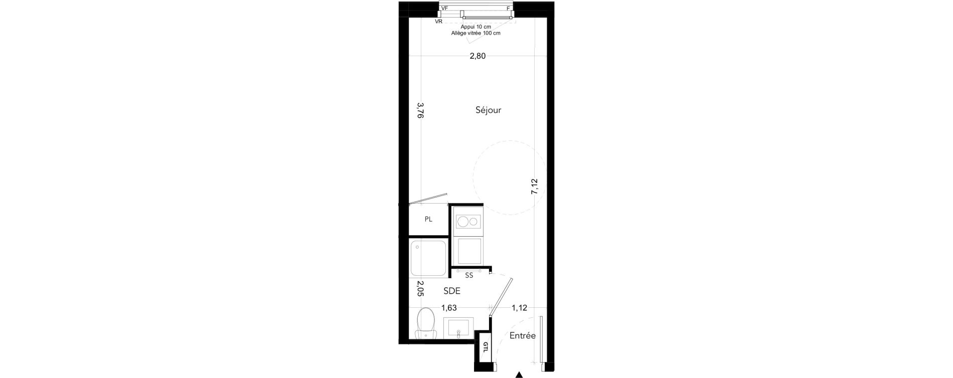Appartement T1 meubl&eacute; de 18,45 m2 &agrave; Bezons Bords de seine