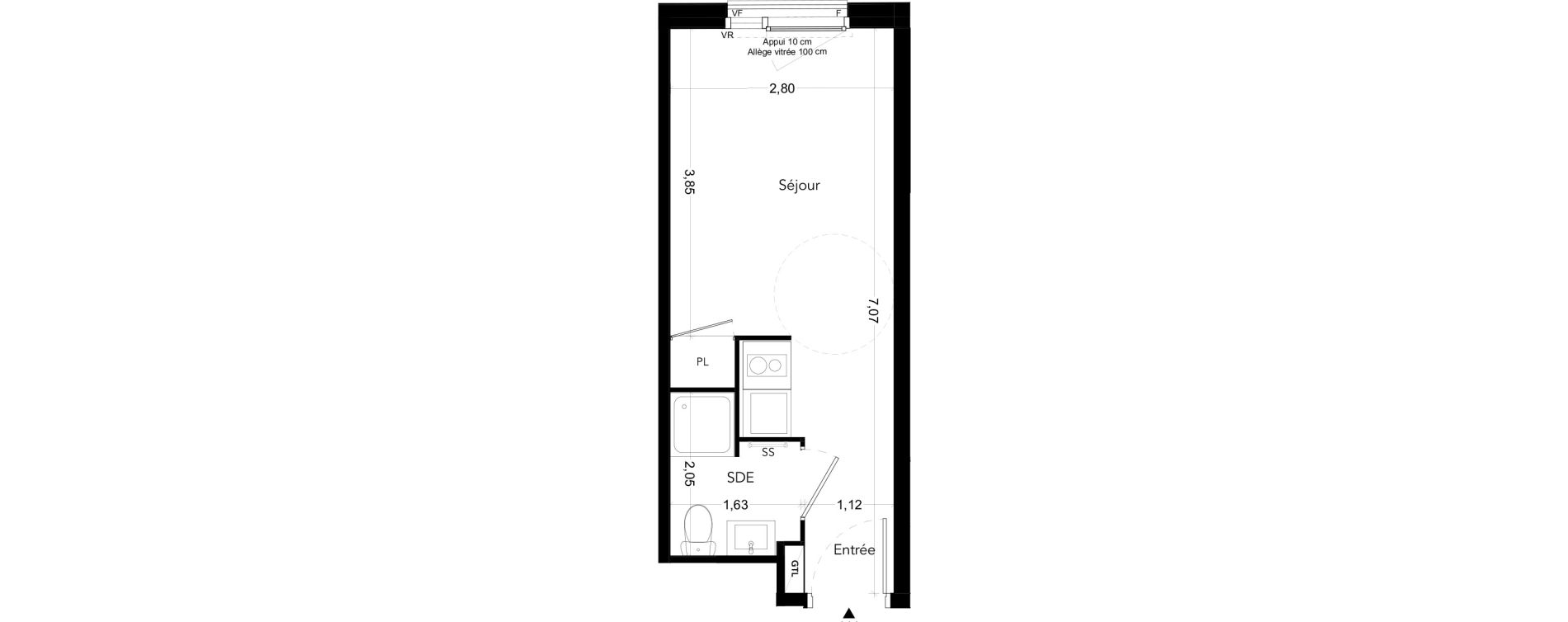 Appartement T1 meubl&eacute; de 18,68 m2 &agrave; Bezons Bords de seine