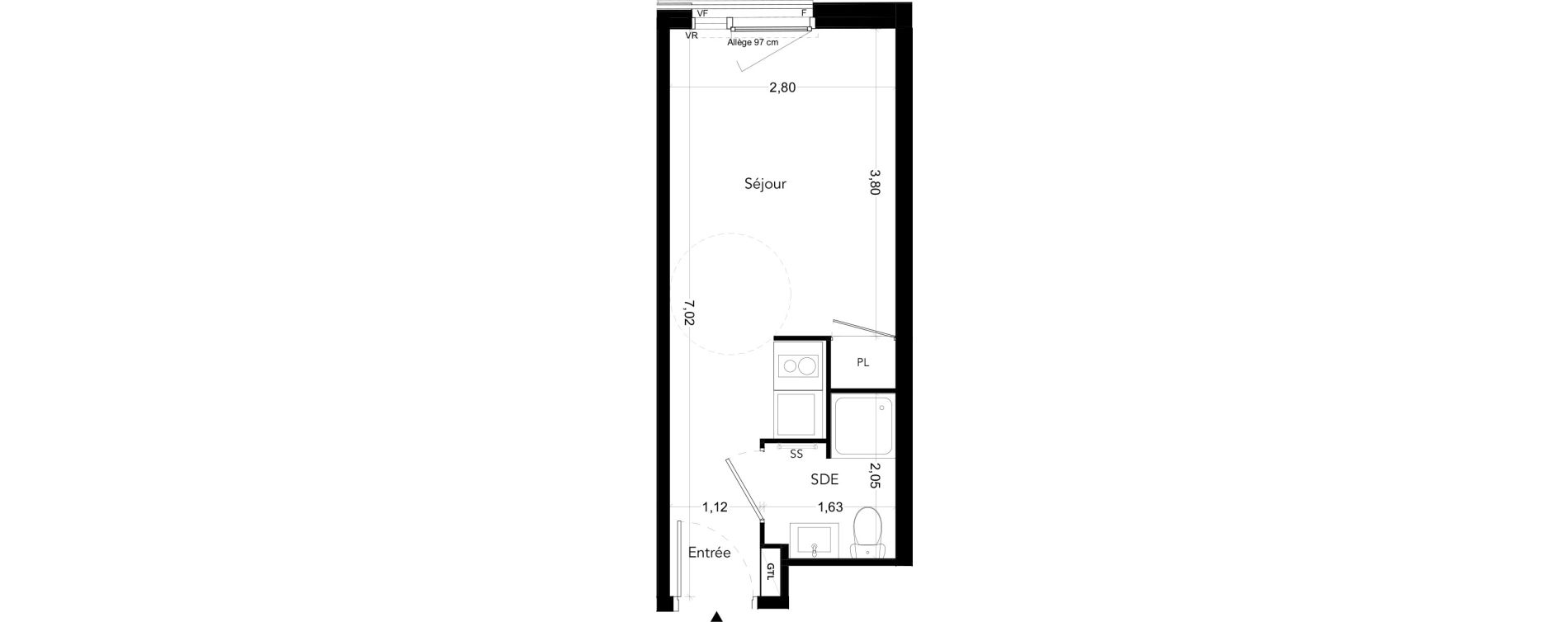 Appartement T1 meubl&eacute; de 18,56 m2 &agrave; Bezons Bords de seine