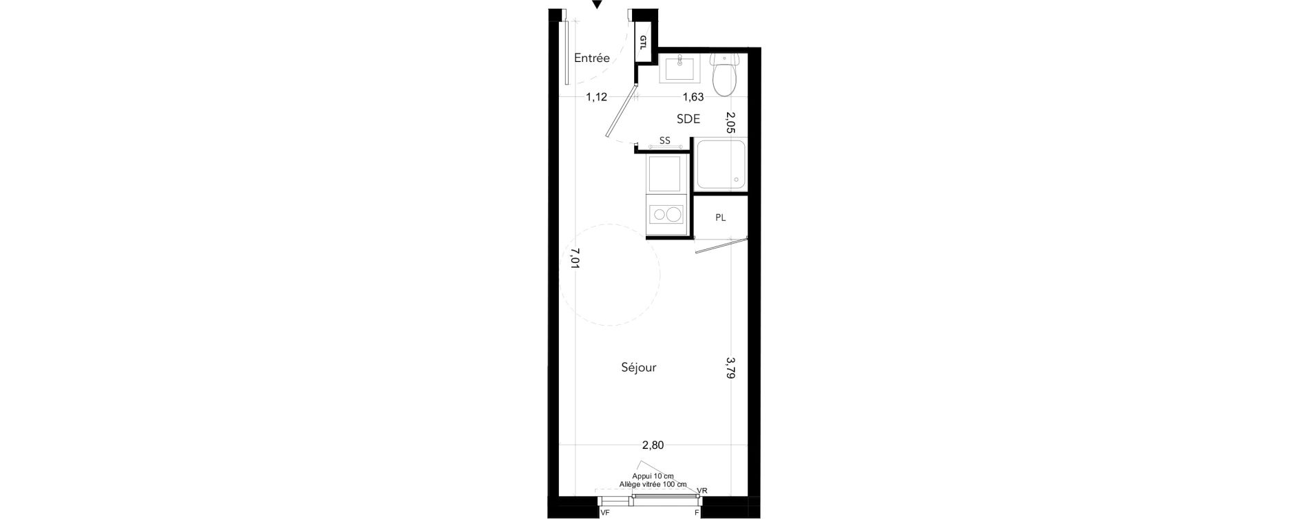 Appartement T1 meubl&eacute; de 18,53 m2 &agrave; Bezons Bords de seine