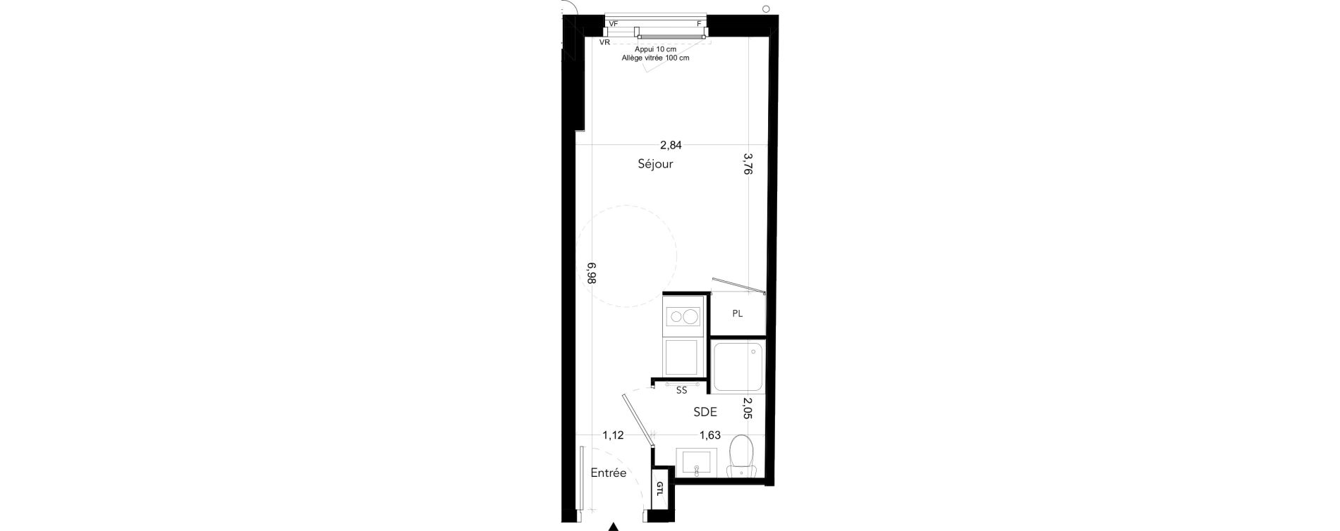 Appartement T1 meubl&eacute; de 18,43 m2 &agrave; Bezons Bords de seine
