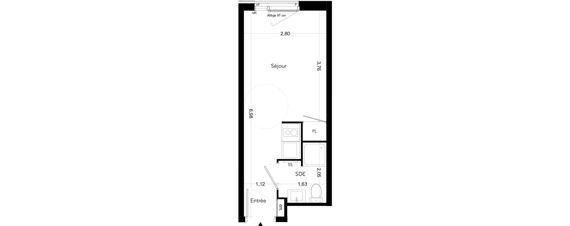 Appartement T1 meubl&eacute; de 18,45 m2 &agrave; Bezons Bords de seine