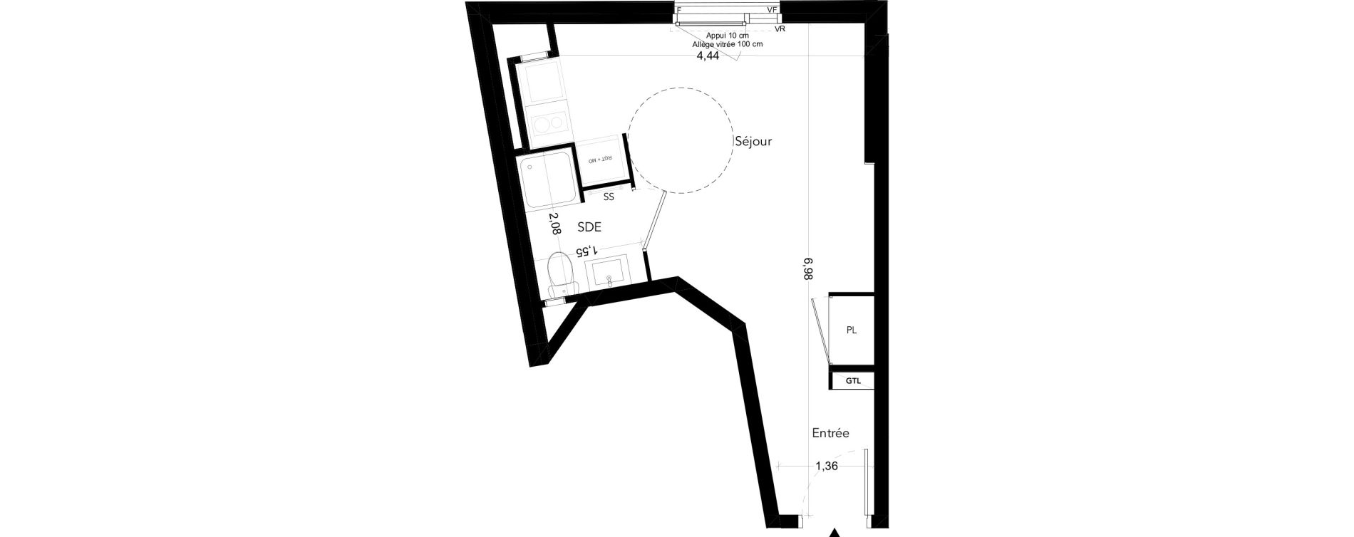 Appartement T1 meubl&eacute; de 23,09 m2 &agrave; Bezons Bords de seine
