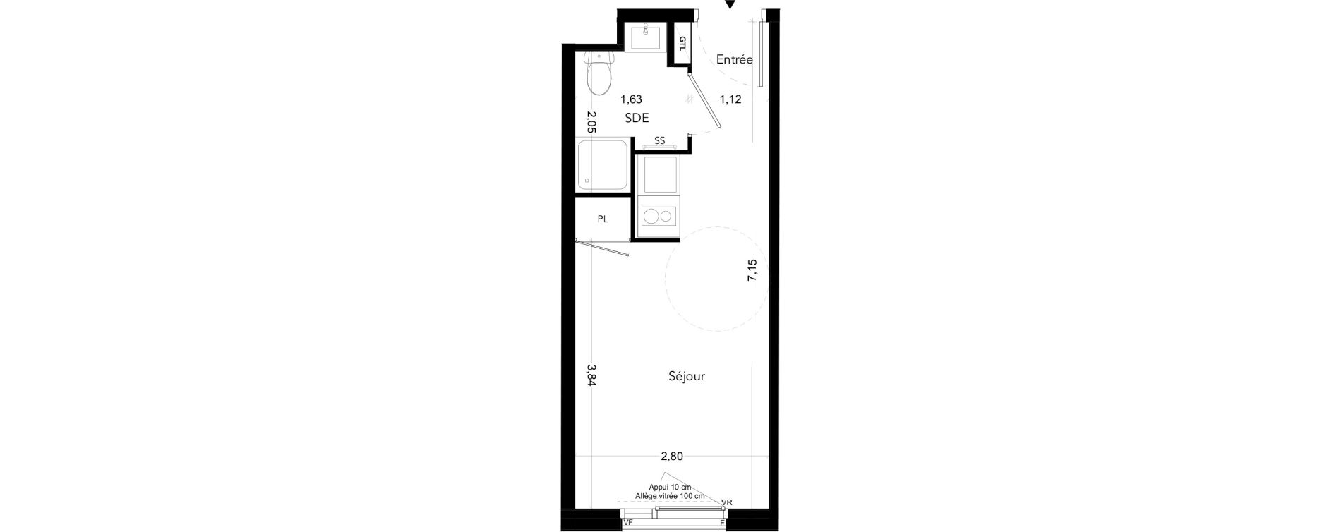 Appartement T1 meubl&eacute; de 18,86 m2 &agrave; Bezons Bords de seine