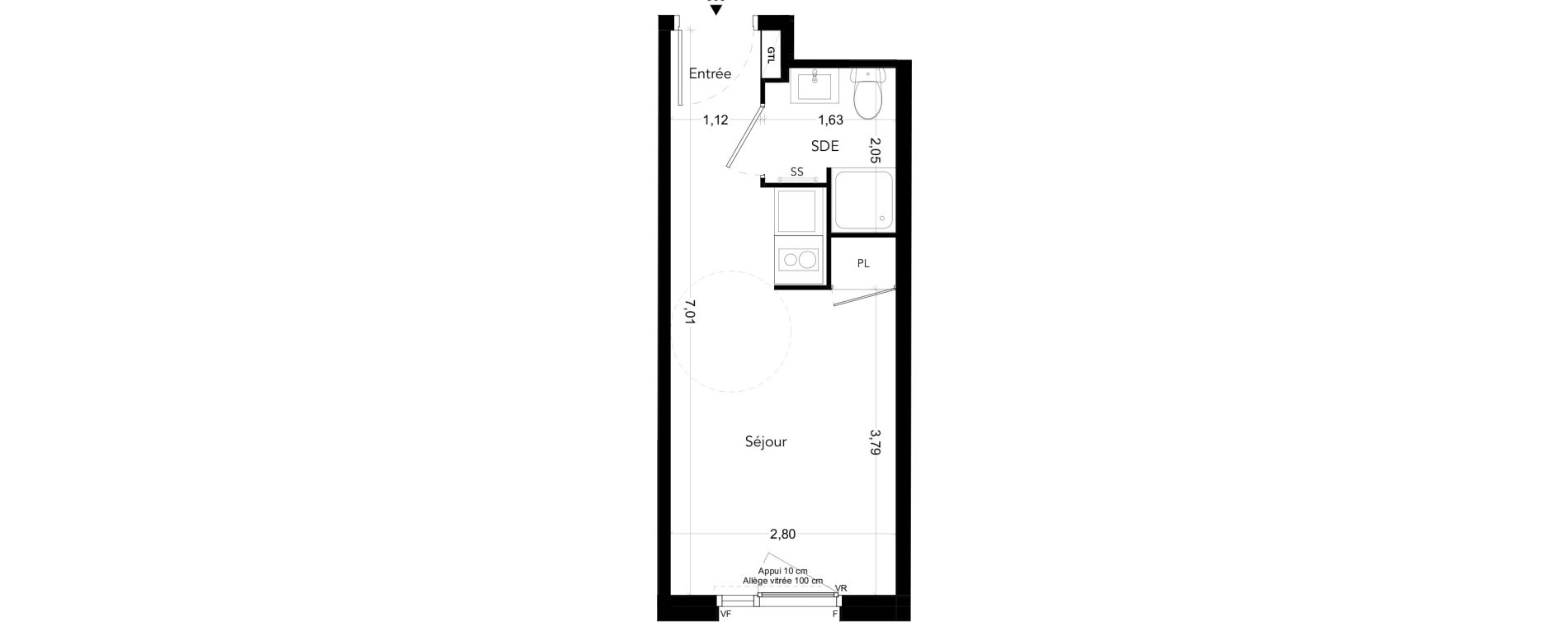 Appartement T1 meubl&eacute; de 18,53 m2 &agrave; Bezons Bords de seine