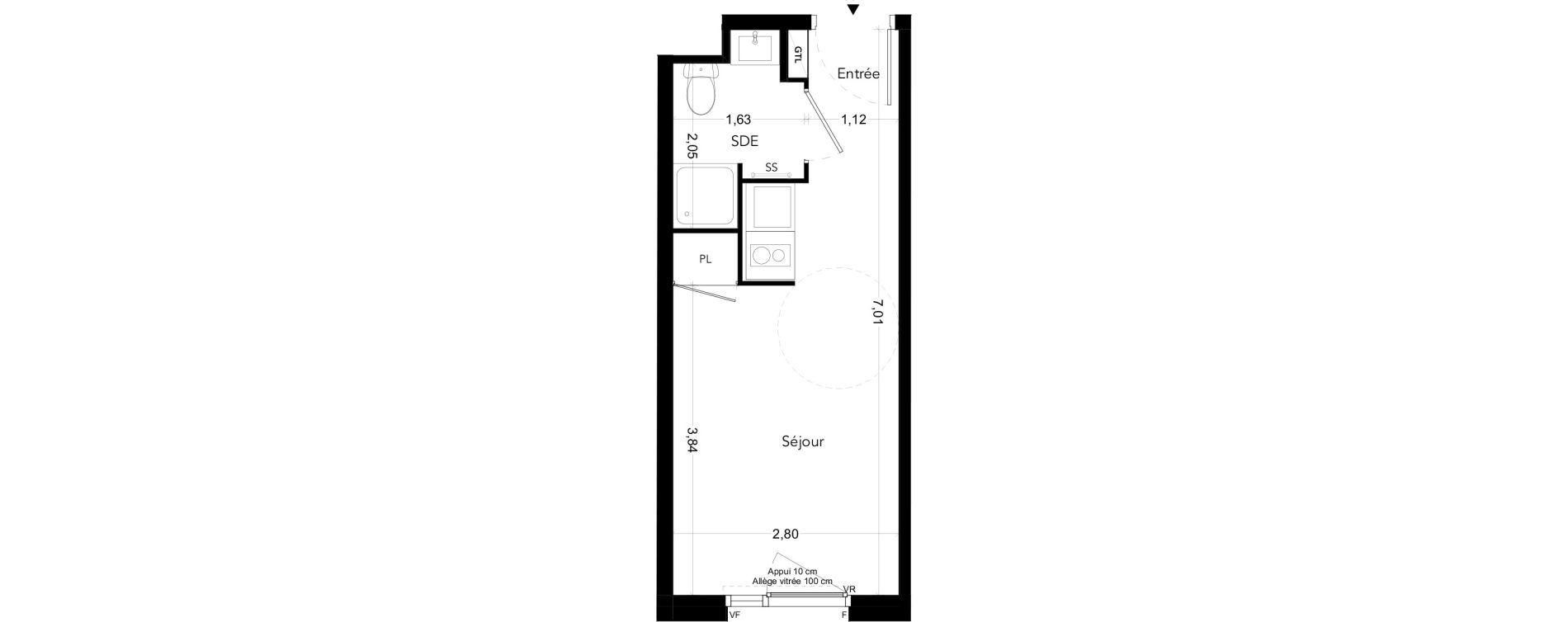 Appartement T1 meubl&eacute; de 18,86 m2 &agrave; Bezons Bords de seine