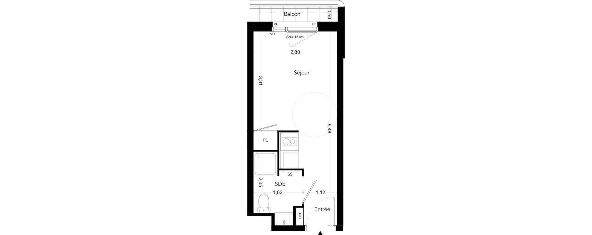Appartement T1 meubl&eacute; de 18,84 m2 &agrave; Bezons Bords de seine