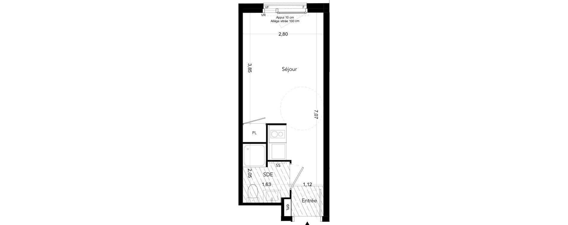 Appartement T1 meubl&eacute; de 18,68 m2 &agrave; Bezons Bords de seine