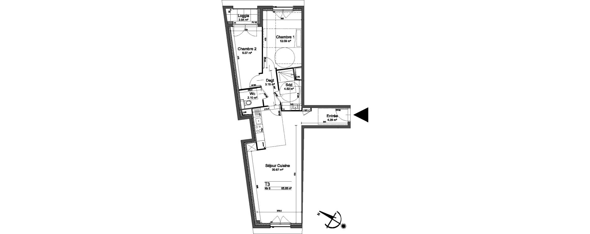 Appartement T3 de 65,88 m2 &agrave; Bezons Agriculture