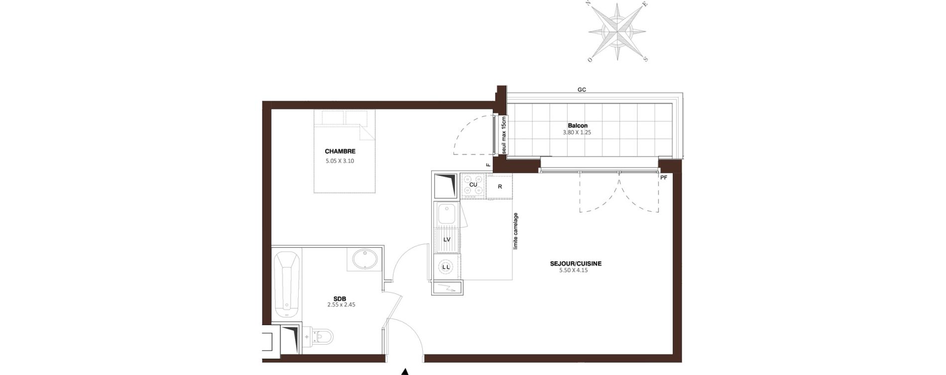 Appartement T2 de 43,93 m2 &agrave; Bezons Vaillant - couturier