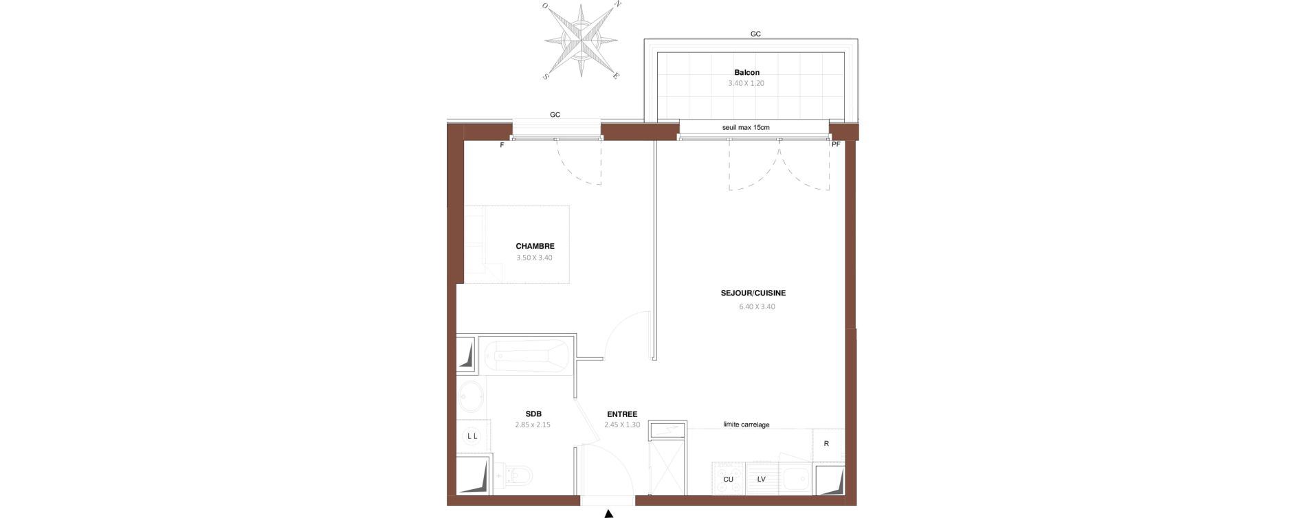 Appartement T2 de 42,69 m2 &agrave; Bezons Vaillant - couturier