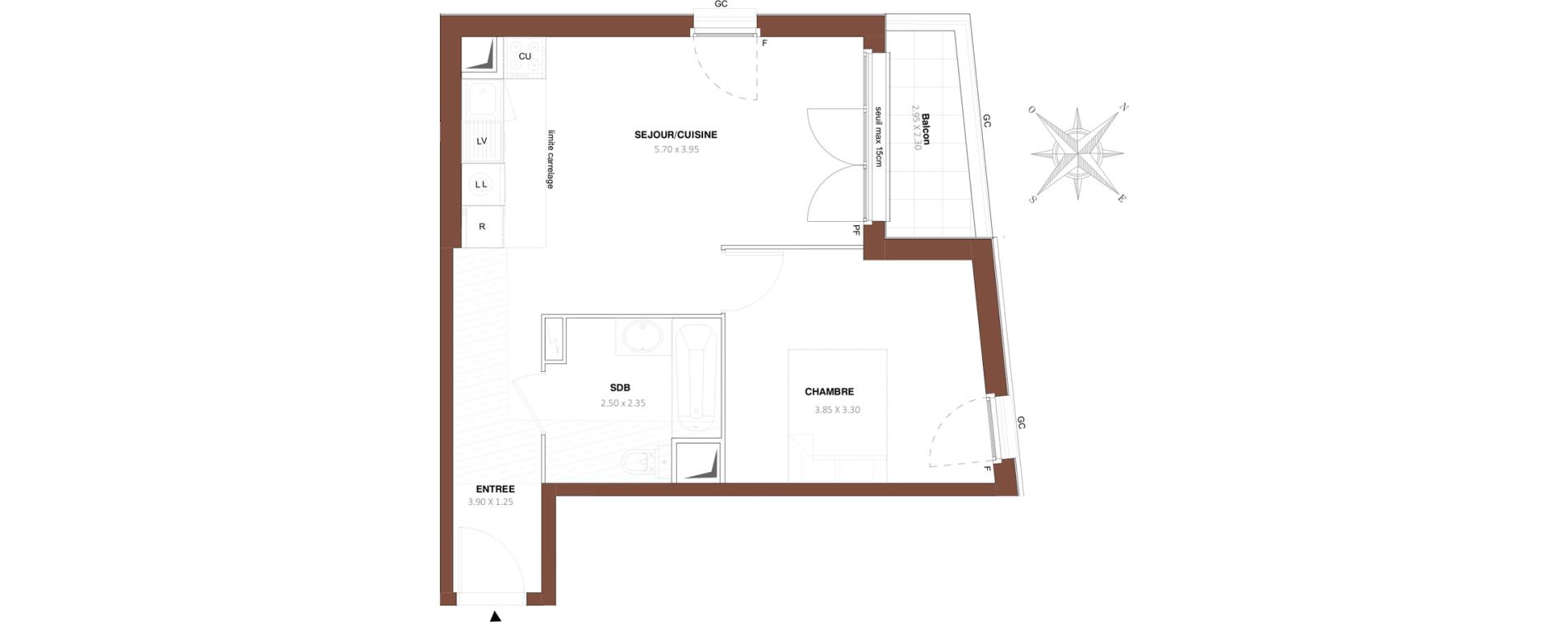 Appartement T2 de 45,52 m2 &agrave; Bezons Vaillant - couturier
