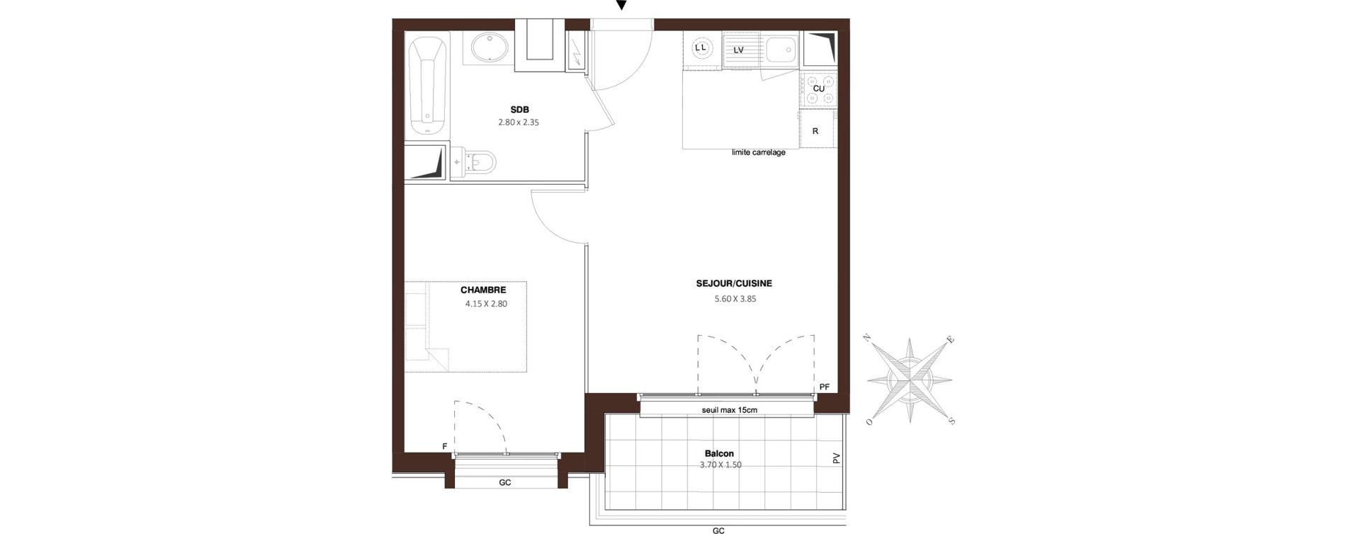 Appartement T2 de 38,44 m2 &agrave; Bezons Vaillant - couturier