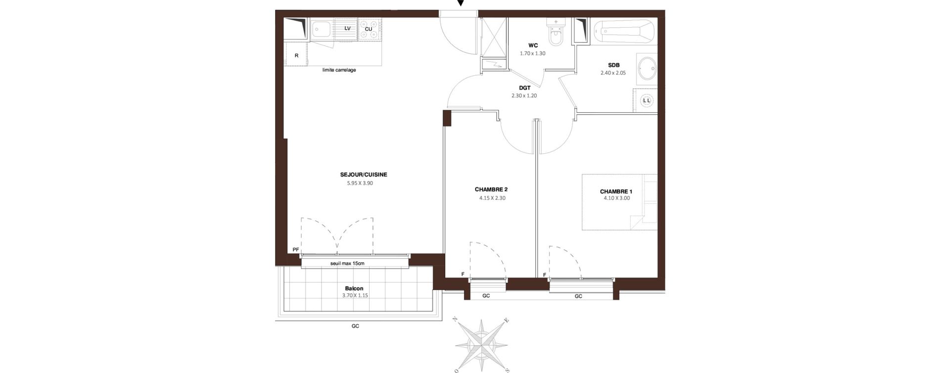 Appartement T3 de 56,75 m2 &agrave; Bezons Vaillant - couturier