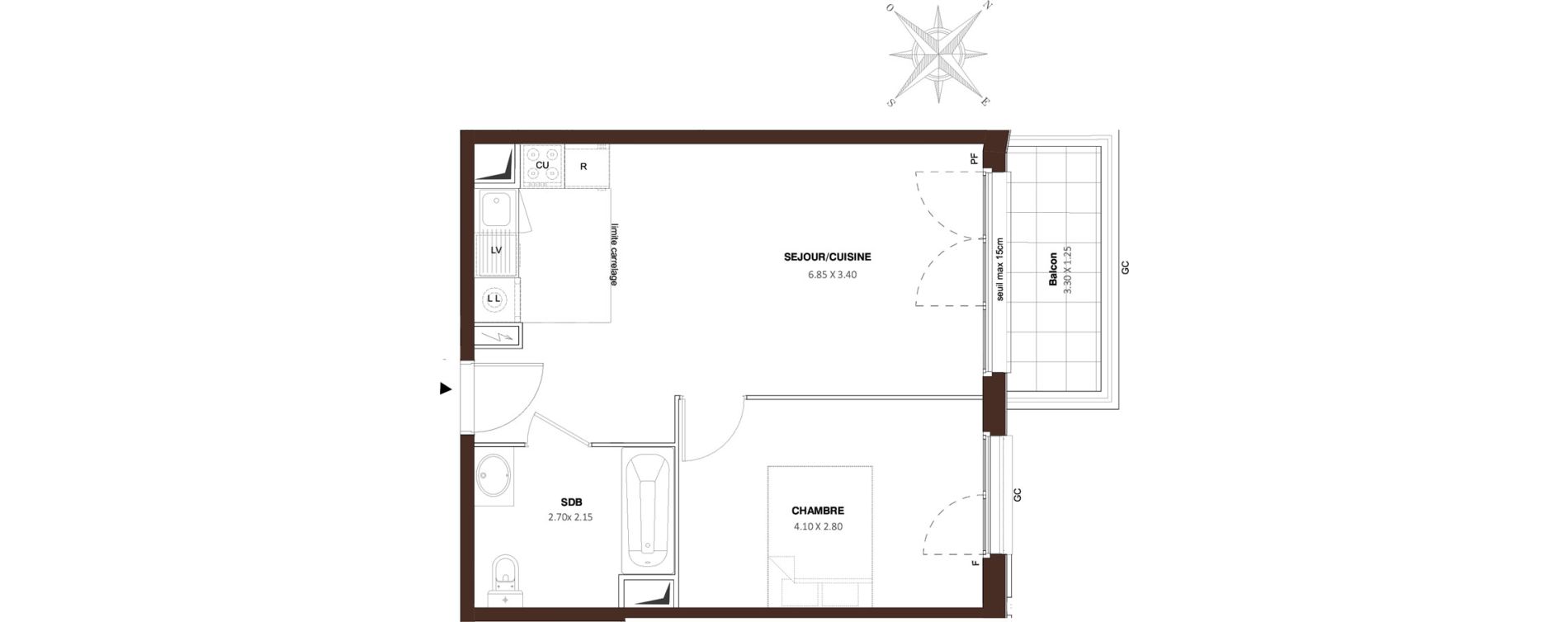 Appartement T2 de 40,17 m2 &agrave; Bezons Vaillant - couturier