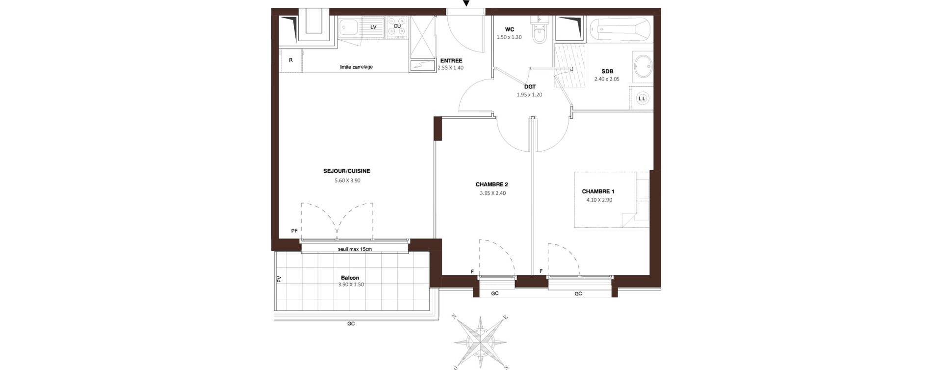 Appartement T3 de 54,66 m2 &agrave; Bezons Vaillant - couturier