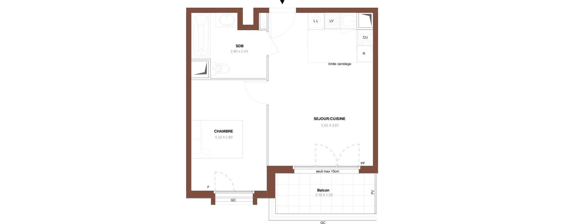 Appartement T2 de 38,63 m2 &agrave; Bezons Vaillant - couturier
