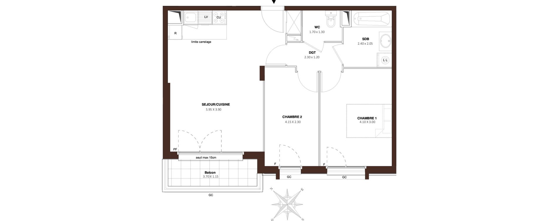 Appartement T3 de 56,66 m2 &agrave; Bezons Vaillant - couturier