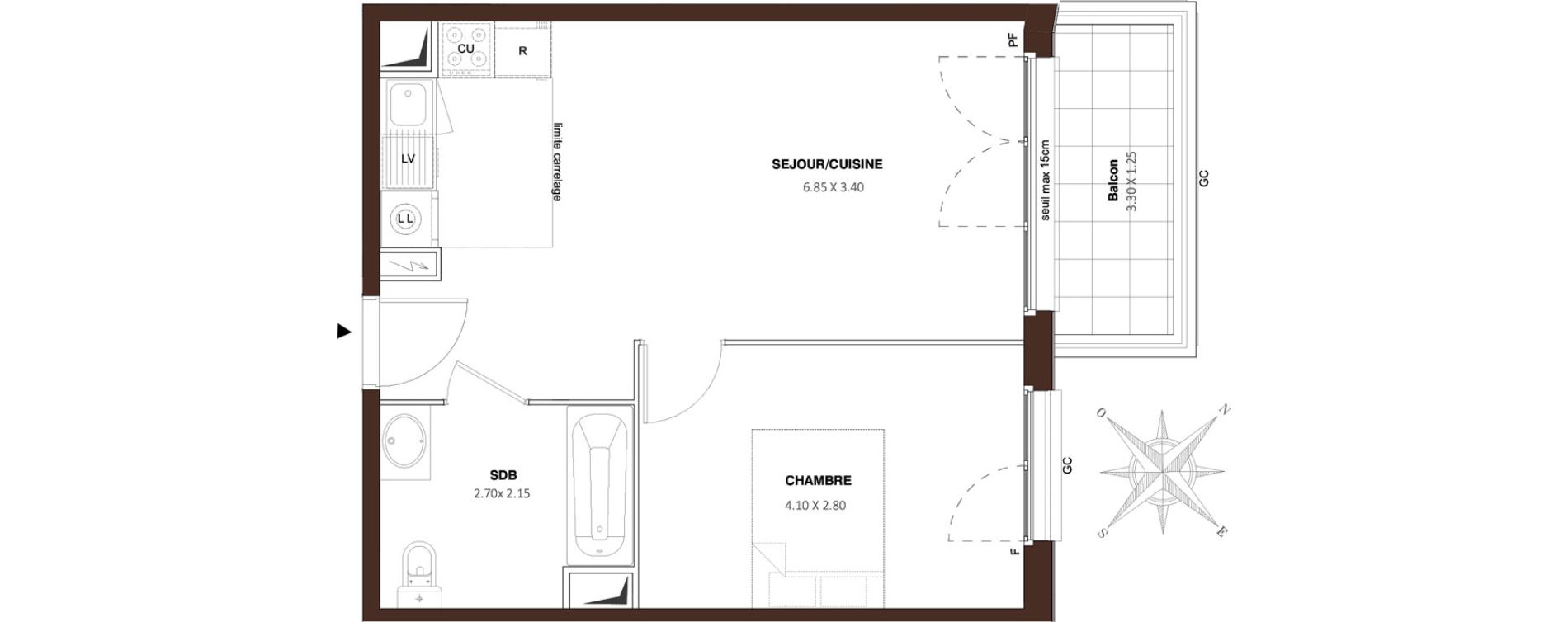 Appartement T2 de 41,17 m2 &agrave; Bezons Vaillant - couturier