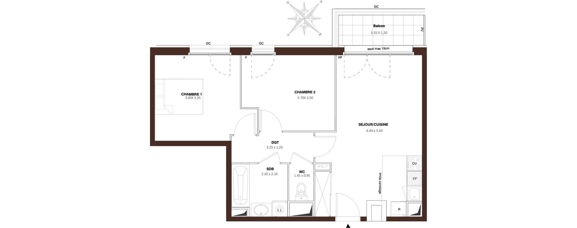 Appartement T3 de 55,43 m2 &agrave; Bezons Vaillant - couturier