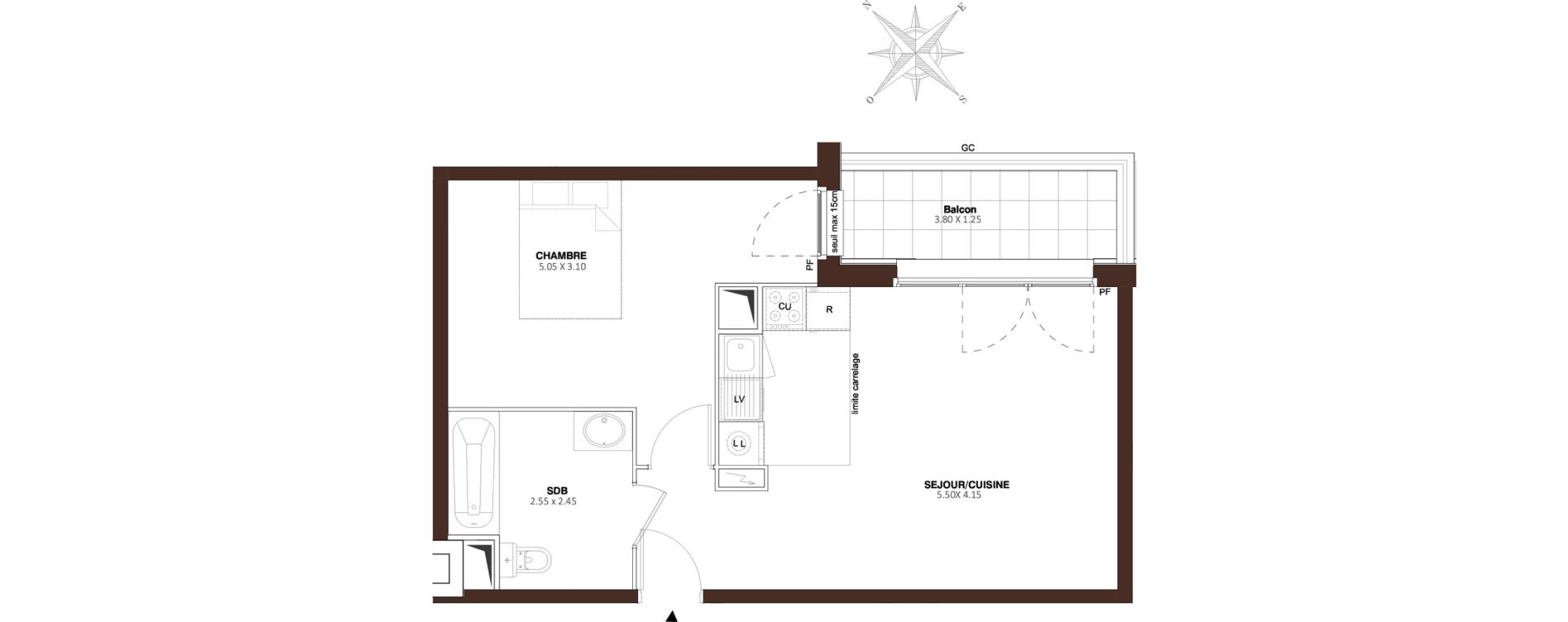 Appartement T2 de 44,00 m2 &agrave; Bezons Vaillant - couturier