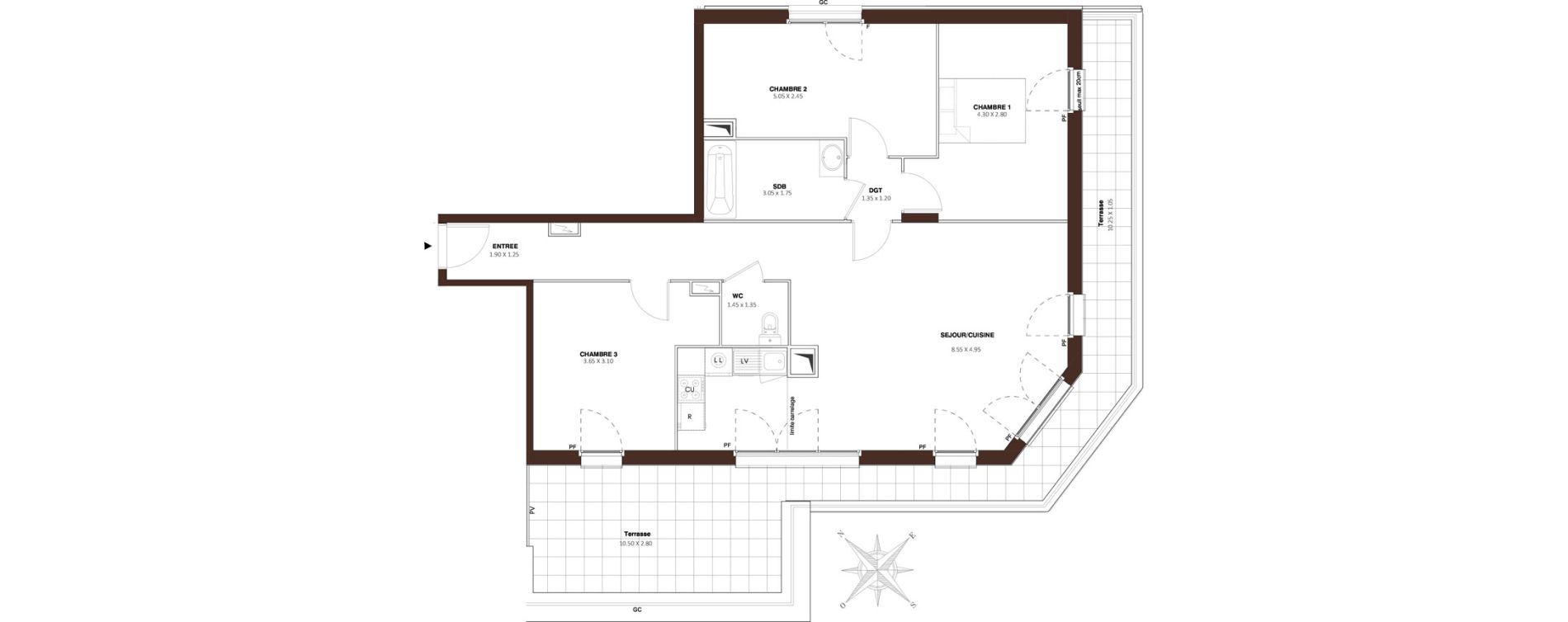 Appartement T4 de 90,76 m2 &agrave; Bezons Vaillant - couturier