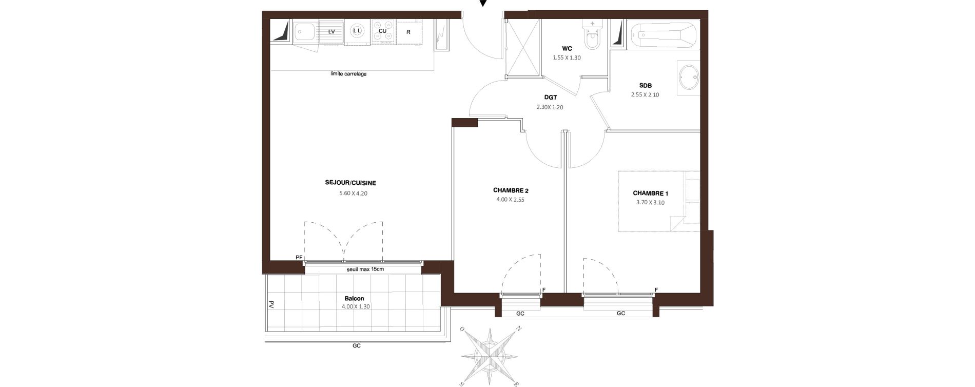 Appartement T3 de 57,99 m2 &agrave; Bezons Vaillant - couturier