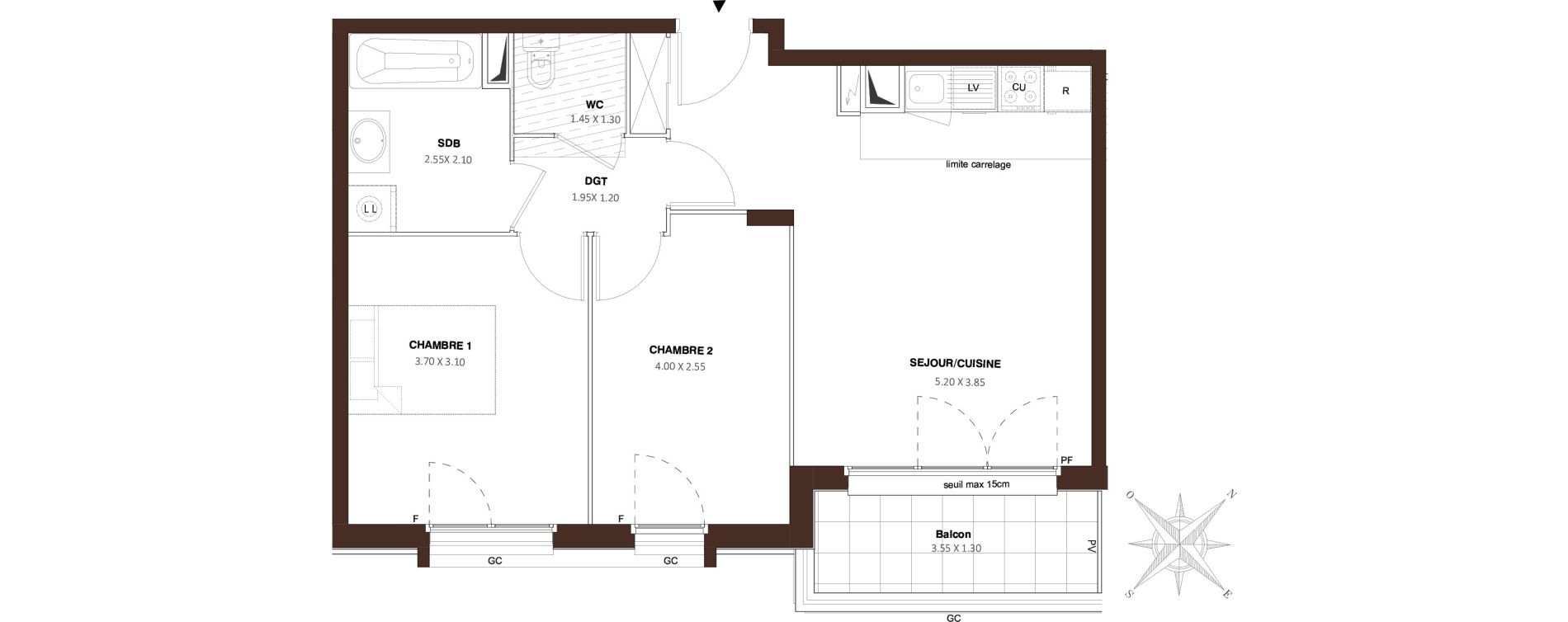 Appartement T3 de 54,27 m2 &agrave; Bezons Vaillant - couturier