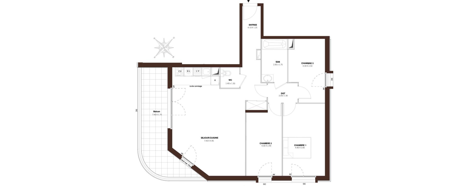 Appartement T4 de 84,29 m2 &agrave; Bezons Vaillant - couturier
