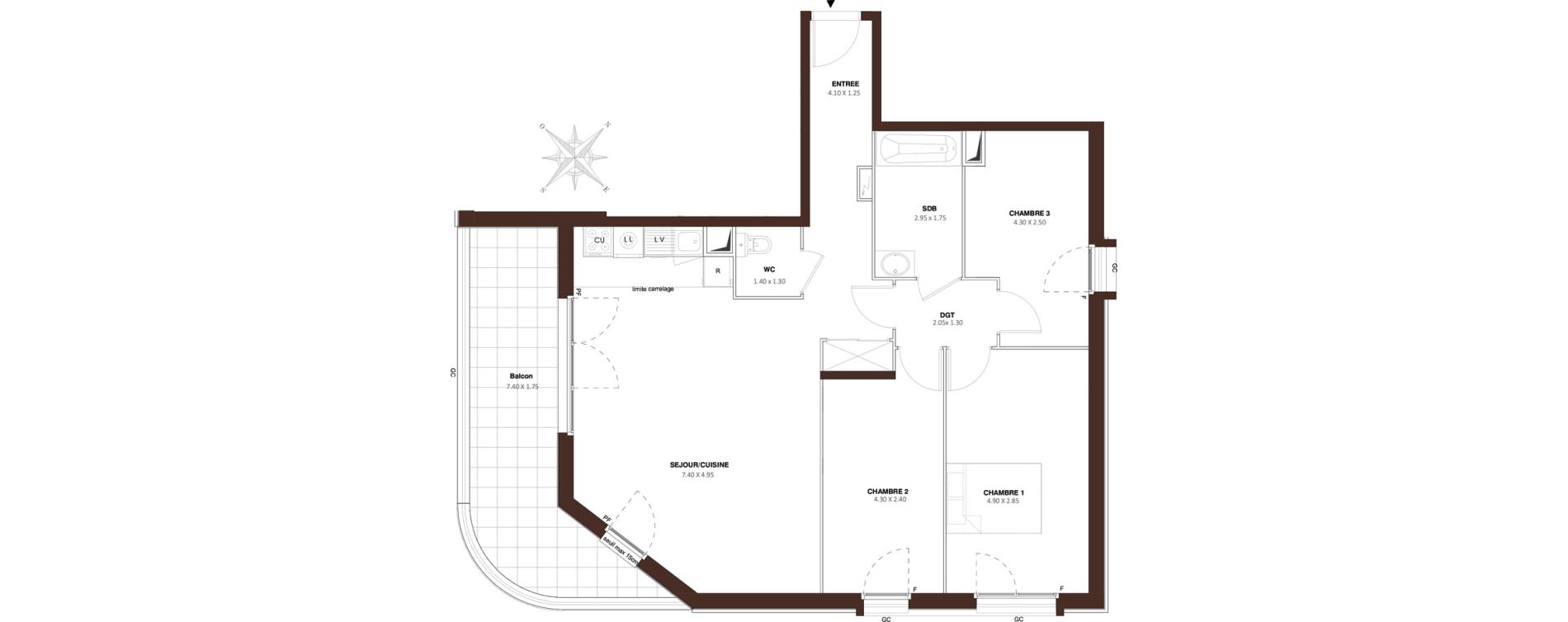 Appartement T4 de 84,28 m2 &agrave; Bezons Vaillant - couturier